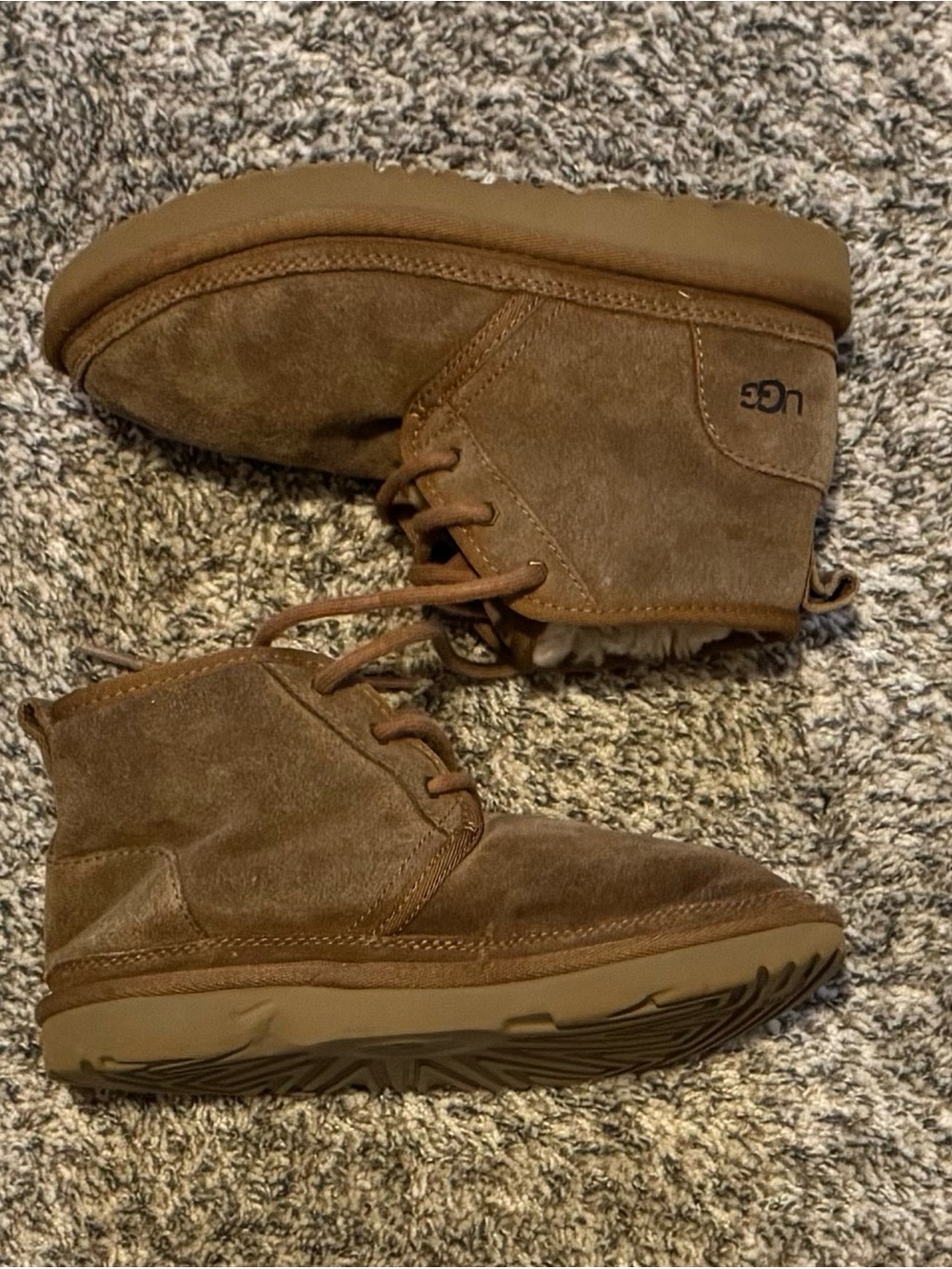 UGG Kids Brown Suede Lace-Up Ankle Boots